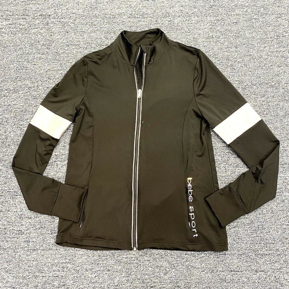 Bebe Sport Zip Up Jacket Womens Medium Black